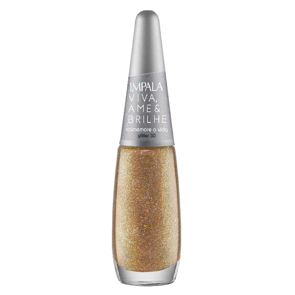 Esmalte Viva Ame e Brilhe Glitter 3D Comemore a vida 7,5ml Impala