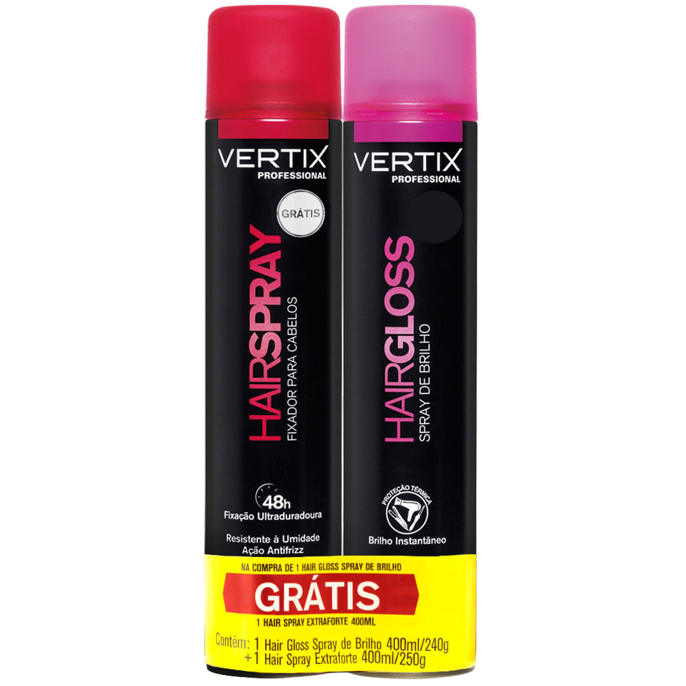 Hair Gloss Spray de Brilho 400ml Grátis Hair Spray Extra Forte 48h