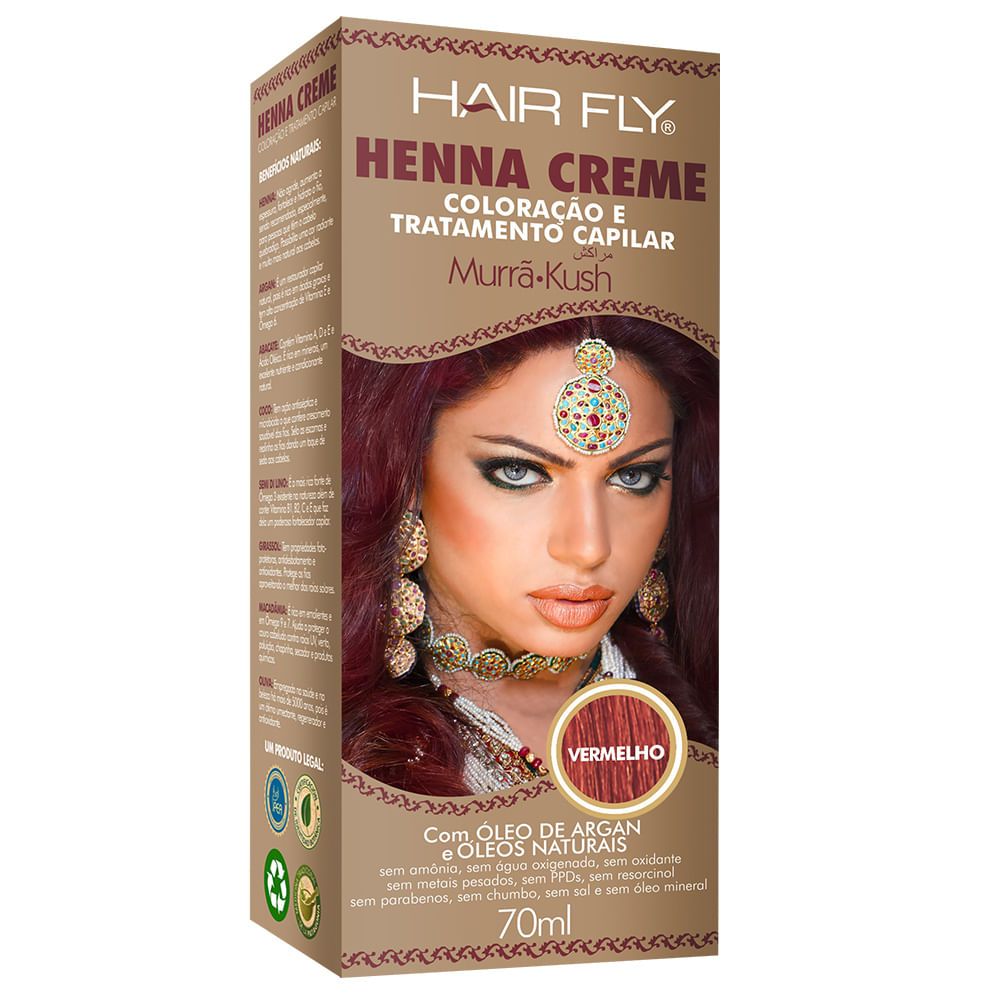 Henna Creme Vermelho 70ml Hair Fly Coprobel 