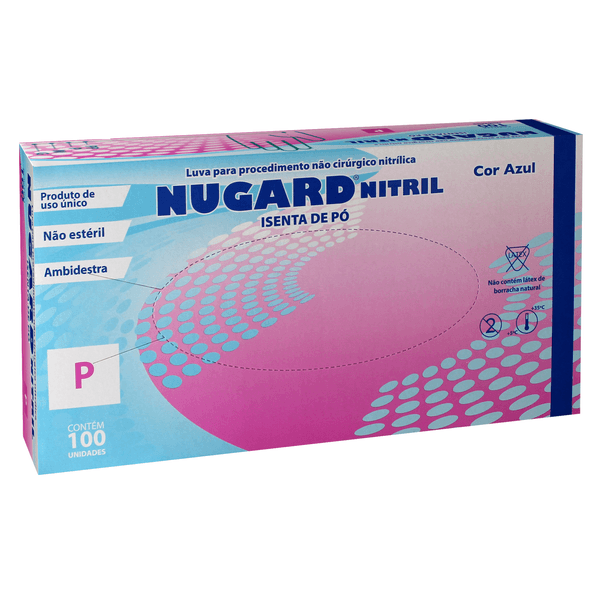 Luva Nitrilica Azul Pequena com 100 unidades Nugard