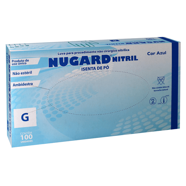 Luva Nitrilica Azul Grande com 100 unidades Nugard