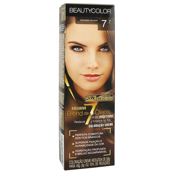 Coloração 7.7 Chocolate Dourado 45g BeautyColor