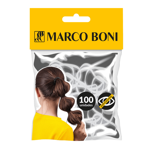 Elástico para Cabelo com 100 unidades Transparente Marco Boni