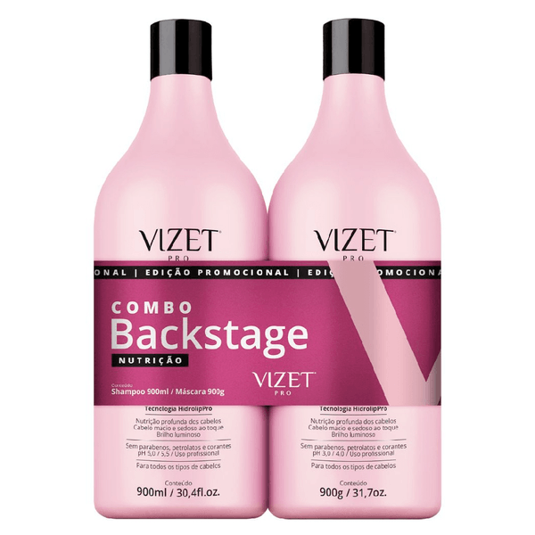 Kit Shampoo e Máscara Backstage Nutrição 2x900ml Vizet